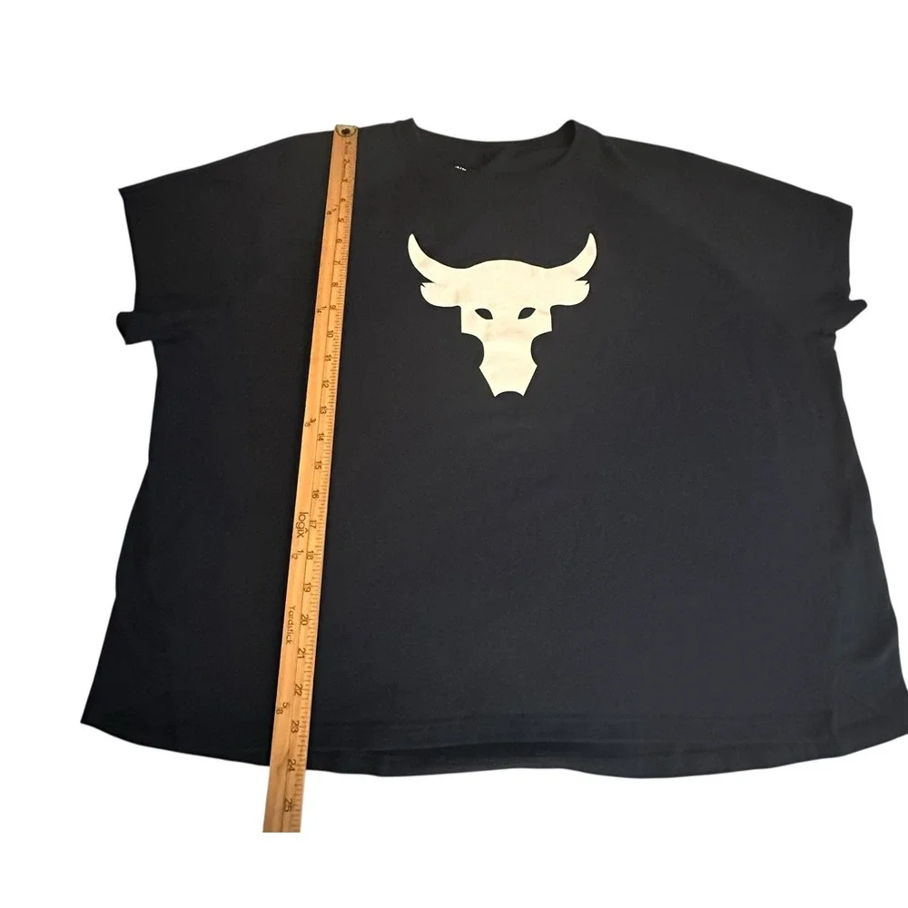 Under Armor‎ Project Rock Womens T Shirt XL Black Loose Fit Logo Iron Paradise